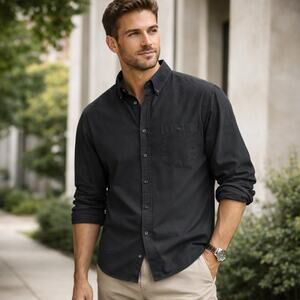 Todd Snyder SZ XL Cotton Classic Fit Garment-Dyed Favorite Oxford Shirt Black